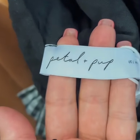 Petal & Pup Chantry Check Ruffle tie strap maxi dress, black & white, sz L, NWT - Picture 2 of 9